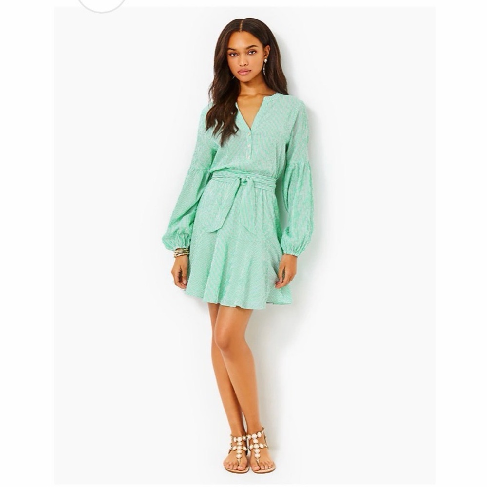 Lilly Pulitzer Carla Long Sleeve Striped Dress Size 2 Spearmint Harbor Stripe